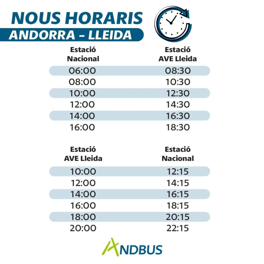 Nous horaris Andorra - Lleida